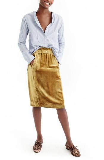 Women's J.crew Pull-on Velvet Skirt