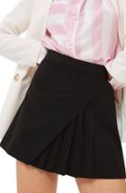 Women's Topshop Pleated Panel Miniskirt Us (fits Like 0) - Black