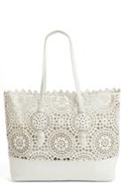 Shiraleah Helena Perforated Faux Leather Tote - White
