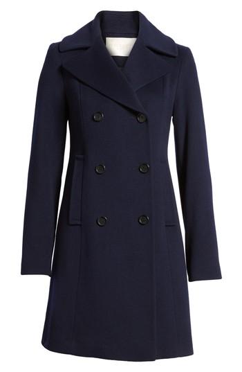 Petite Women's Fleurette Double Breasted Loro Piana Wool Coat P - Blue