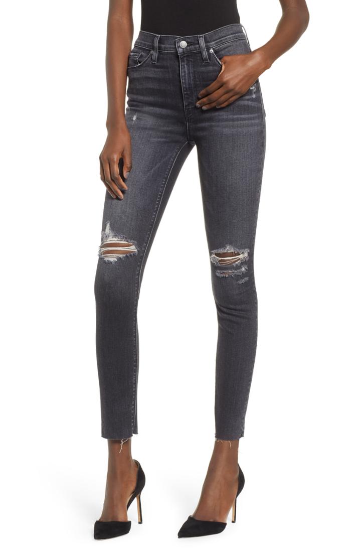 Women's Hudson Jeans Barbara Distressed High Waist Ankle Skinny Jeans - Black