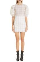 Women's Isabel Marant Check Print Organza Dress Us / 36 Fr - White