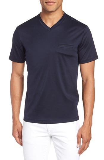 Men's Calibrate Trim Fit Tipped V-neck T-shirt - Blue