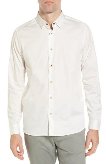Men's Ted Baker London Bylly Trim Fit Sport Shirt (m) - White
