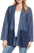 Women's Eileen Fisher Denim Kimono Jacket, Size - Blue