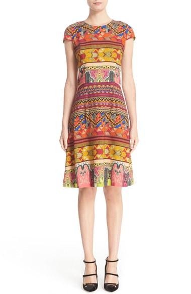 Women's Etro Ribbon Print Cap Sleeve Dress