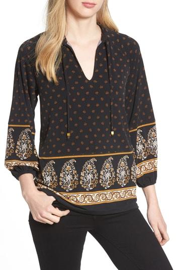 Women's Michael Michael Kors Paisley Garden Border Top - Black