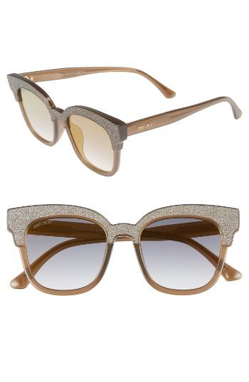 Women's Jimmy Choo Mayelas 50mm Cat Eye Sunglasses - Brown/ Glitter