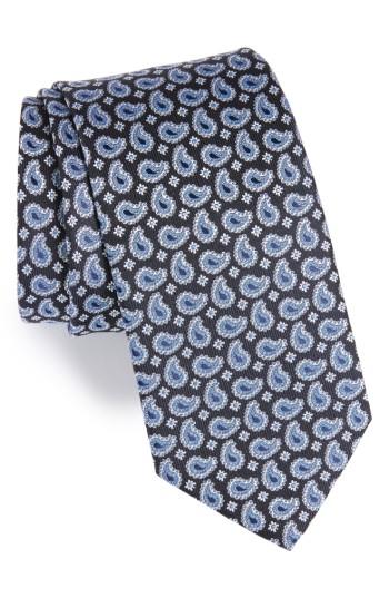 Men's Eton Paisley Petal Silk Tie, Size - Blue