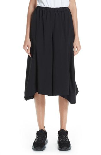 Women's Comme Des Garcons Wide Leg Crop Wool Trousers - Black