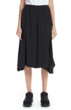 Women's Comme Des Garcons Wide Leg Crop Wool Trousers - Black
