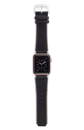 Women's Bezels & Bytes Zip Teeth Leather Apple Watch Strap, 38mm
