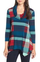Women's Chaus Banner Plaid Cowl Neck Top - Red