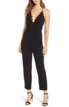 Women's Leith Deep V-neck Lace Trim Jumpsuit, Size - Black