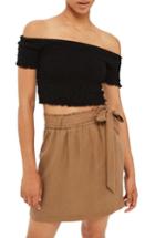 Women's Topshop Paperbag Tie Waist Skirt Us (fits Like 0-2) - Brown