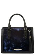 Brahmin Small Camille Velvet & Embossed Leather Satchel - Blue