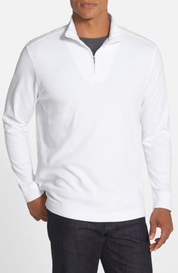 Men's Cutter & Buck 'belfair' Quarter Zip Pima Cotton Pullover - White (online Only)