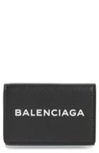 Women's Balenciaga Mini Logo Calfskin Wallet - Black