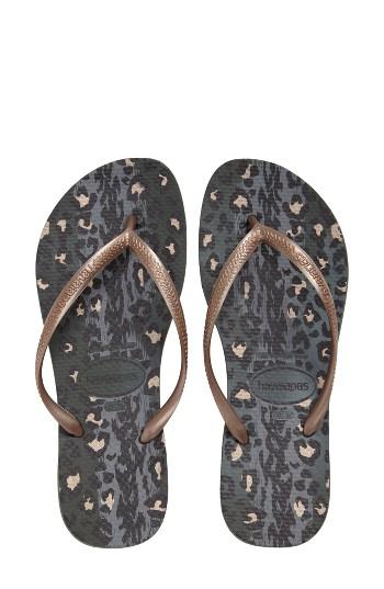 Women's Havaianas 'slim Animal Print' Flip Flop /36 Br - Green
