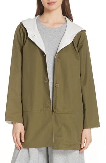 Women's Eileen Fisher Reversible Hooded Jacket - Green