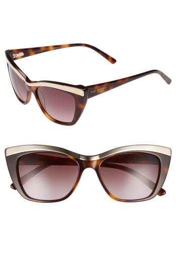 Women's Ted Baker London 54mm Rectangle Cat Eye Sunglasses - Tortoise