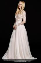 Women's Hayley Paige 'remmington' Embellished English Net Gown, Size - Pink
