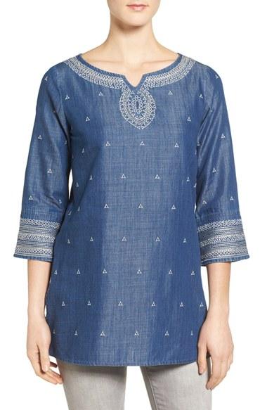 Women's Nic+zoe Embroidered Denim Tunic