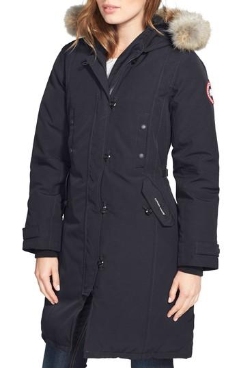 Women's Canada Goose Kensington Slim Fit Down Parka With Genuine Coyote Fur Trim (6-8) - Blue