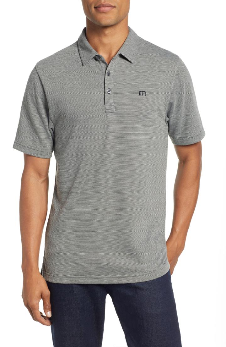 Men's Travis Mathew Fills Fit Stripe Polo, Size Medium - Grey