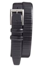 Men's Torino Belts Ribbed Kipskin Leather Belt - Black