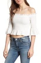Women's Moon River Smocked Off The Shoulder Top - White