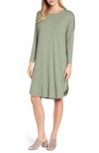 Women's Eileen Fisher Shirttail Jersey Shift Dress, Size - Grey