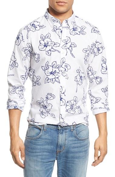 Men's Bonobos Slim Fit Floral Print Sport Shirt - Blue