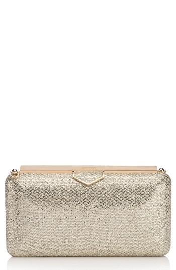 Jimmy Choo Ellipse Glitter Clutch - Beige