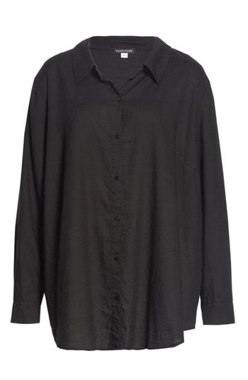 Women's Eileen Fisher Tencel Lyocell Shirt, Size - Black