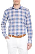 Men's Peter Millar Collection Expedition Chambray Plaid Sport Shirt - Blue
