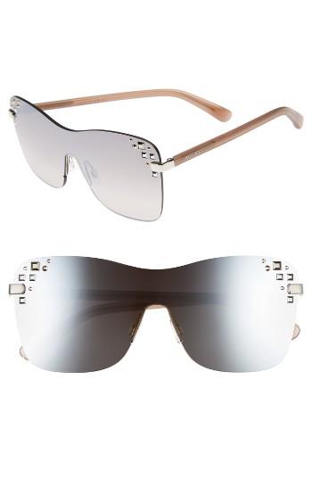 Women's Jimmy Choo Masks 63mm Rimless Shield Sunglasses - Palladium/ Nude