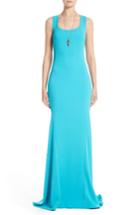 Women's St. John Collection Stretch Cady Cross Back Gown - Blue/green