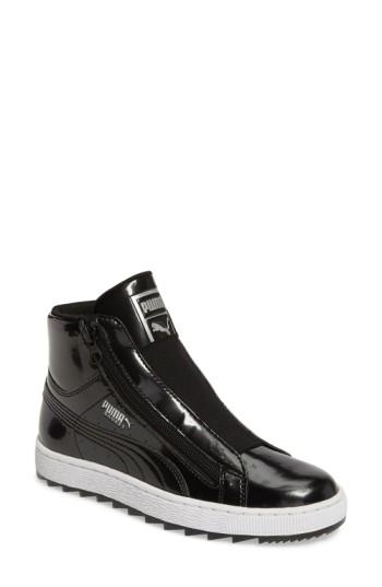 Women's Puma Basket Mid Sneaker M - Black