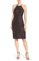 Women's Vera Wang Metallic Jacquard Sheath Dress - Burgundy