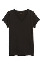 Petite Women's Eileen Fisher Organic Cotton V-neck Tee, Size P - Black
