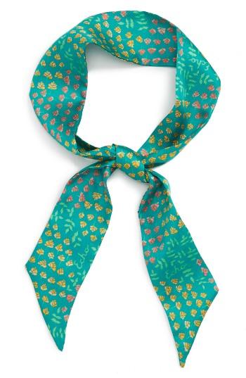 Women's Echo Ditsy Garden Skinny Silk Scarf, Size - Green