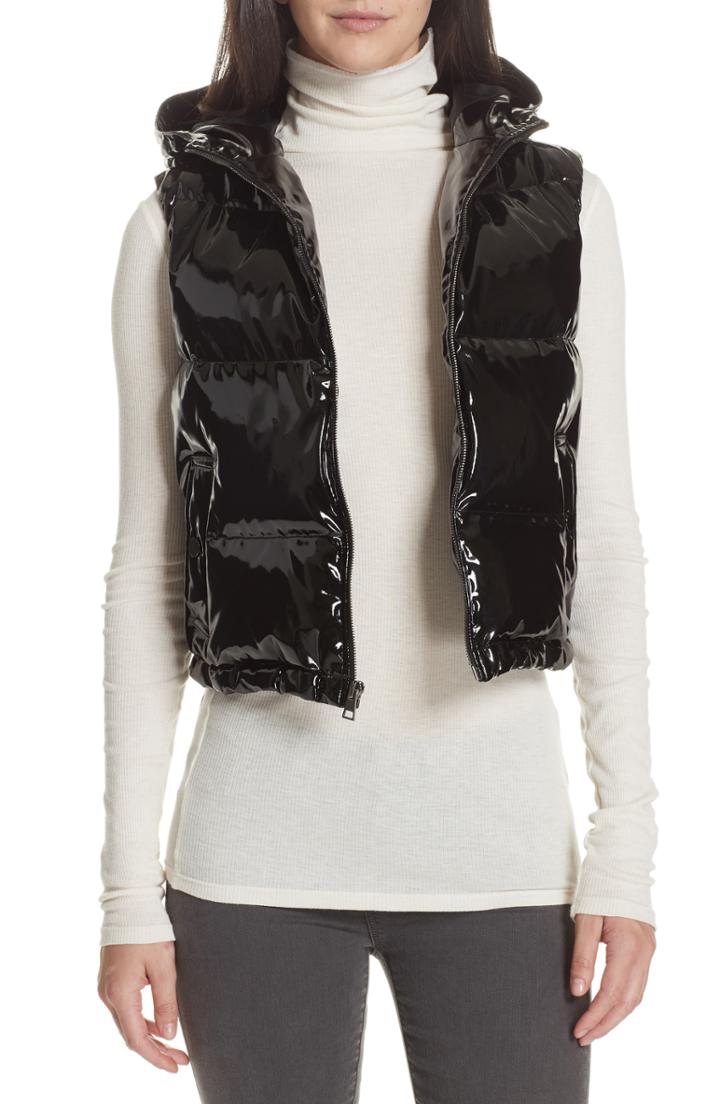 Women's Theory Shrunken Patent Puffer Vest