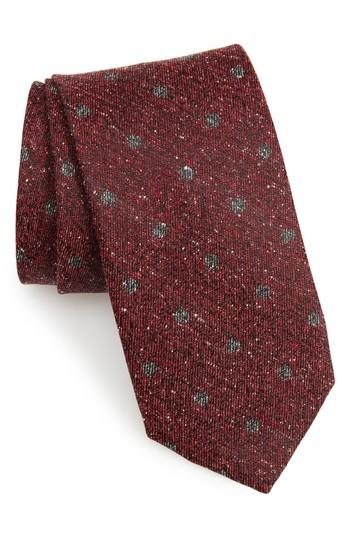 Men's Nordstrom Men's Shop Landham Dot Silk Tie, Size - Burgundy