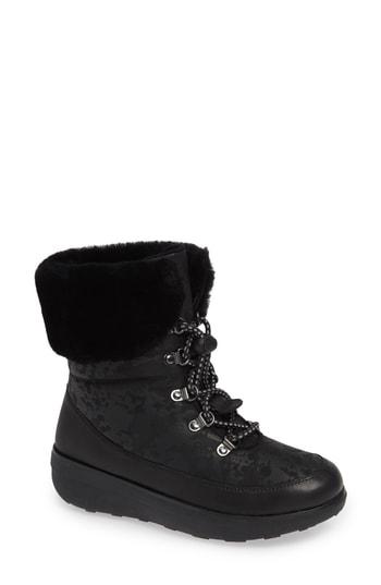 Women's Fitflop Holly Waterproof Genuine Shearling Lined Bootie M - Black