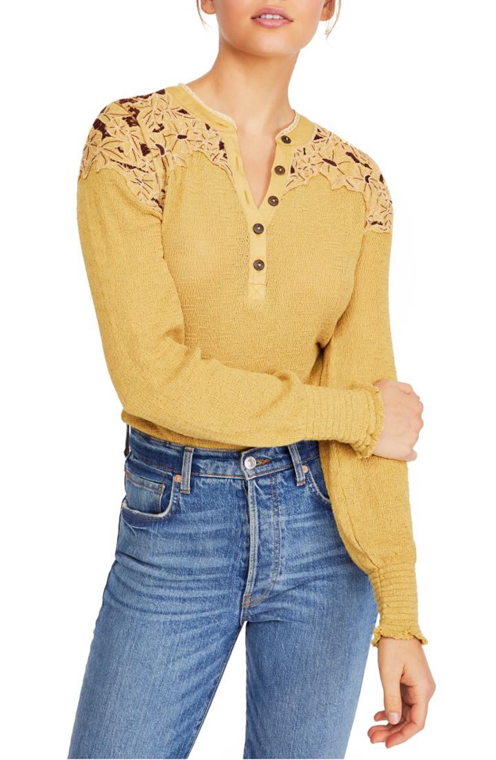 Women's Free People Easy Breezy Henley - Green