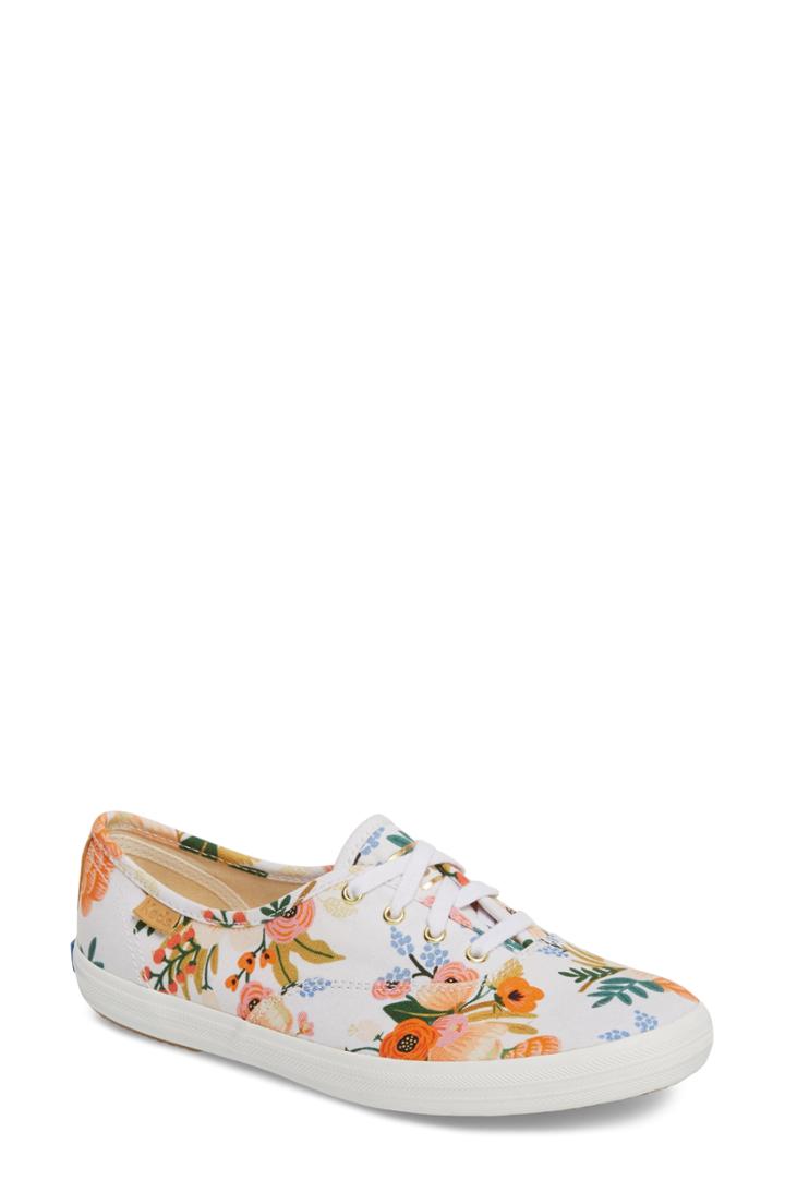 Women's Keds X Rifle Paper Co. Champion Floral Print Sneaker .5 M - White