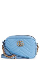 Gucci Gg Marmont 2.0 Matelasse Leather Camera Bag - Blue