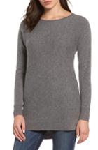 Petite Women's Halogen High/low Wool & Cashmere Tunic Sweater, Size P - Grey