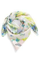 Women's Echo Floral Silk Square Scarf, Size - Blue
